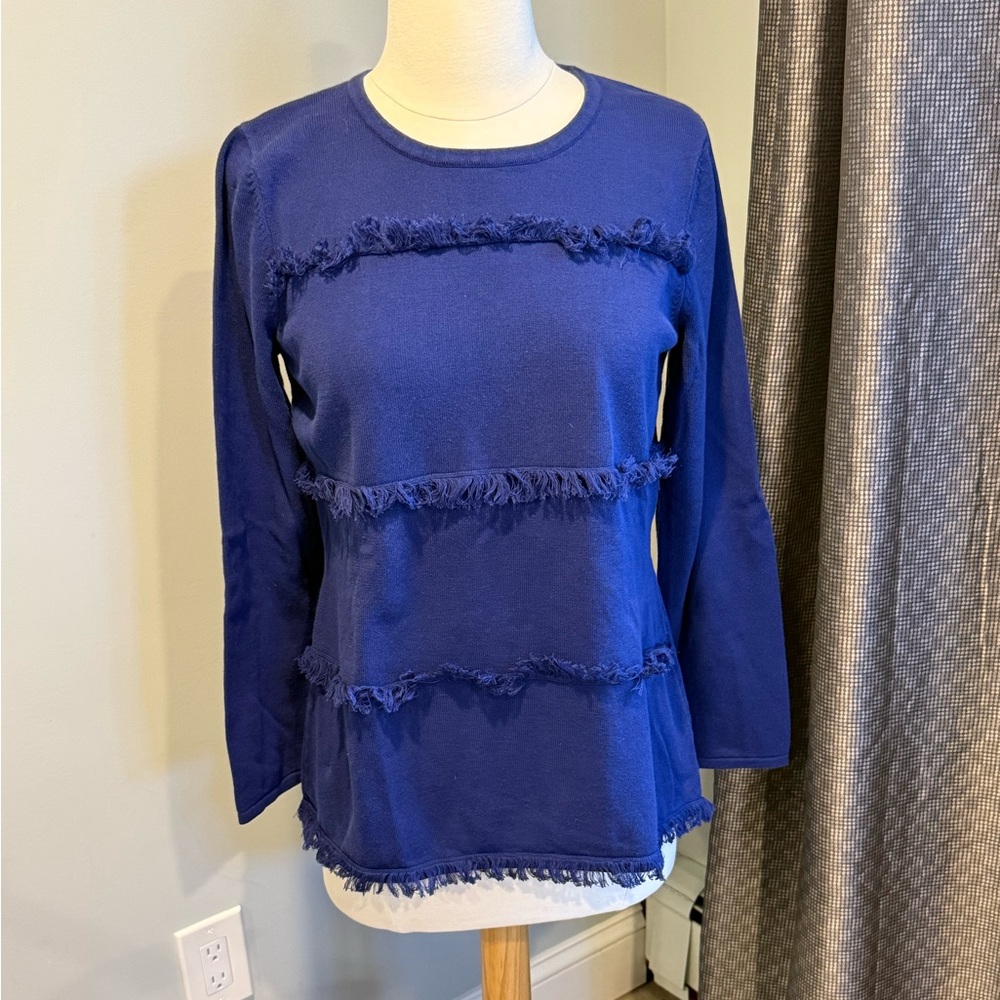 Sail to Sable Royal Blue Fringe Long Sleeve Top